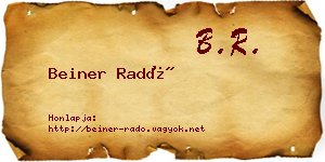 Beiner Radó névjegykártya